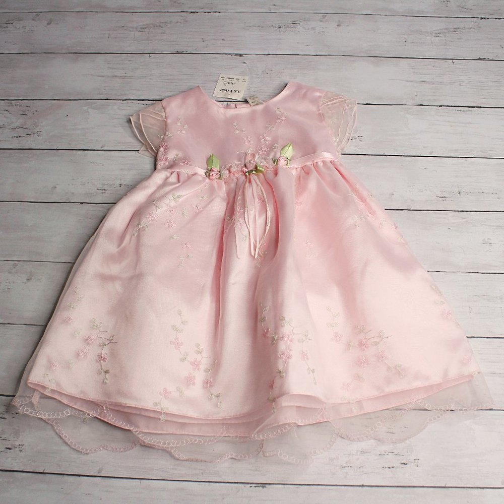 CLa Princess Vintage Baby Girl's Organdy Party Dress Size 24 Months Pink